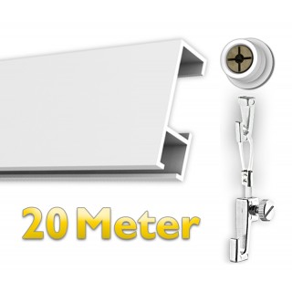 Leha Bilderschienen-Set Premium Pro – 10 Meter Weiß, Mit Allem Zubehör Für Bis Zu 10 Bilder à 15 Kg